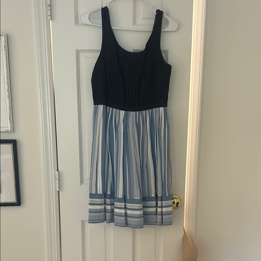 LOFT Black and Blue Sleeveless Sundress